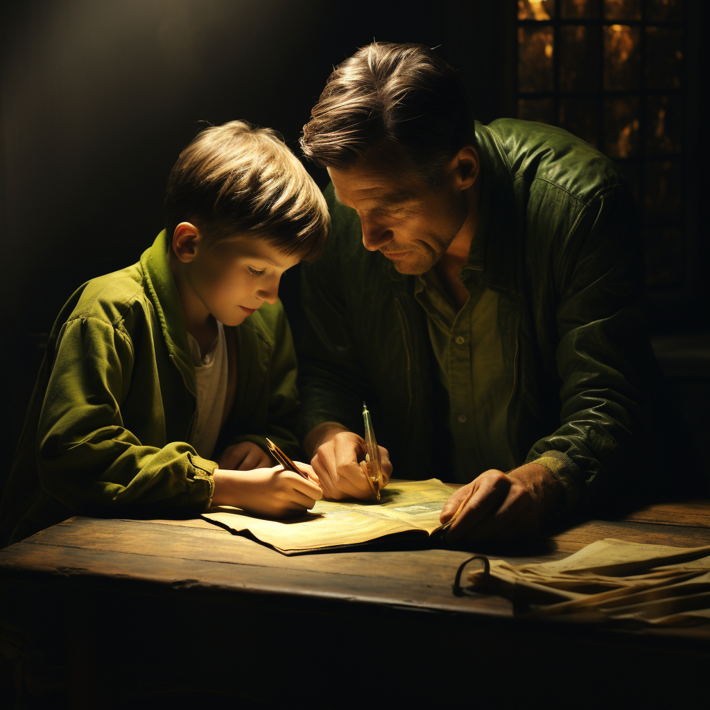 Adult tutoring a student